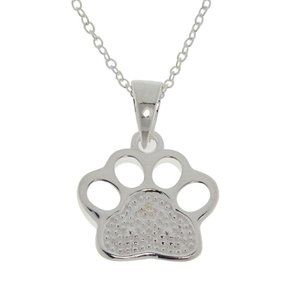 HSN Sevilla Silver Diamond-Accented Paw Pendant with 18" Chain
